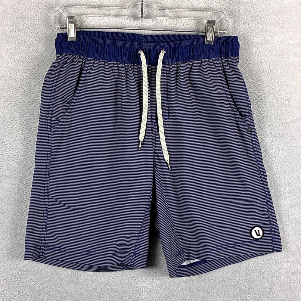 Vuori Shorts Mens S Navy Stripe Kore Lined Preppy Running Volleyball Gym Workout
